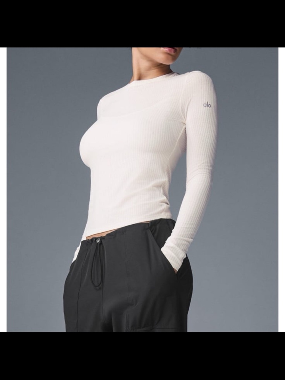 NWT Alo Yoga Ribbed Sea Coast Long Sleeve Top Ivory size Large